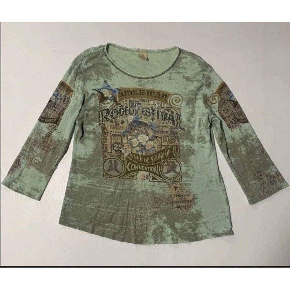 Jess Jane Top Womens Rodeo Festival Art Rodeo Cowgirl American Bling Cottage USA